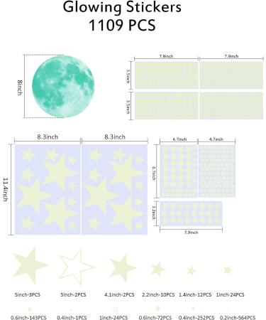 Glow in The Dark Wall Stickers - 1109pcs Luminous Dots, Stars, and Moon DIY Decor for Kids Room, Nursery, Bedroom - Ceiling or Wall Decoration - WallStickers - Buy Online on GoSupps.com