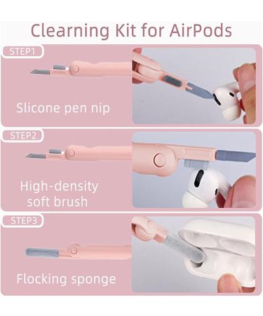 Gtinna 7 in 1 Keyboard Cleaning Brush Set | Electronics Cleaner Kit with Earbuds Pen and Bluetooth Headset Charging Box | Pink - Buy Online on GoSupps.com