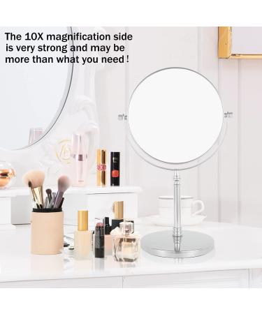 8-Inch Double Sided Tabletop Makeup Mirror with 1X/10X Magnification and 360 Swivel Base - Buy Online on GoSupps.com