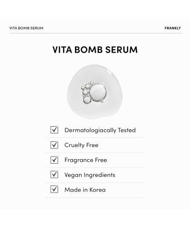 Frankly Vita Bomb Serum - Calming & Revitalizing Vitamins B3 B5 C E | Vegan Hypoallergenic Skincare - Soothes Moisturizes & Evens Skin Tone 1.01 fl. Oz - Buy Online on GoSupps.com