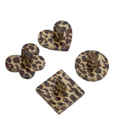 4pcs Nail Tip Stand Holder Manicure Practice Base Nail Art Practice Stand Nail Tool DIY Tip Holder(Leopard)