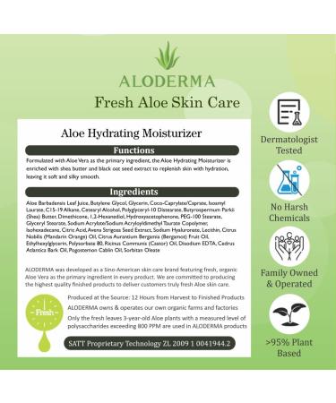 Aloderma 71% Organic Aloe Vera Hydrating Face Moisturizer for Soft and Nourished Skin - Light and Oil-Free Aloe Vera Moisturizer with Hyaluronic Acid for Soothing Hydration - Face Lotion 3.5oz - Buy Online on GoSupps.com