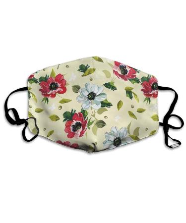 Color Flowers Washable Reusable Mask Cotton Anti Dust Half Face Mouth Mask For Kids Teens Men Women With Adjustable Ear Loops