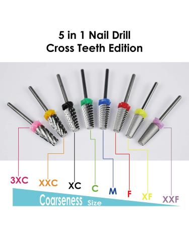 C & I 5 in 1 Tapered Shape Nail Drill Bit XF - Professional Cross Teeth Edition for Nail Manicure Machine - Buy Online on GoSupps.com