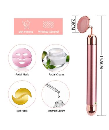 HOTACE Electric Vibrating Jade Roller Face Massager - 100% Natural Rose Quartz Skin Care Tool (Pink) - Buy Online on GoSupps.com