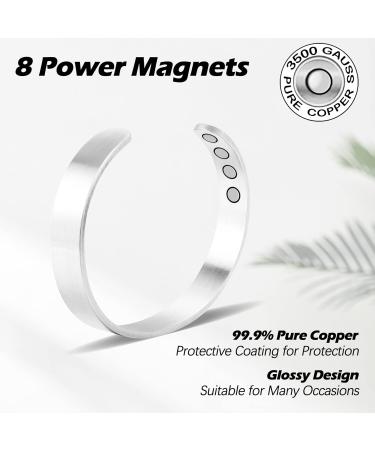 Jeracol Copper Magnetic Bracelet - Adjustable Cuff Bangle with 8 Magnets - Men Women - Simple Style - Gift Box Included - Buy Online on GoSupps.com