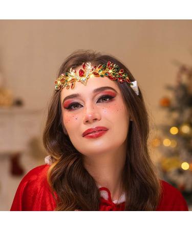 IYOU Light Up Deer Crown Red Crystal Christmas Fairy Headband Led Rhinestone Costume Xmas Hair Accessories for Women - Buy Online on GoSupps.com