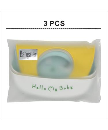 Baogaier Silicone Baby Bibs - 3 Pack Waterproof Easy Clean Feeding Bibs for Toddlers & Kids - Animal Designs in Blue/Grey/Yellow - Buy Online on GoSupps.com