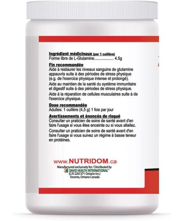 Nutridom L-Glutamine Powder 4 500 mg Fermented Plant Based Unflavoured Vegan Amino Acid Supplement for Gut Health & Immune Function Gluten free Soy free and Dairy free 60 Servings 300 g - Buy Online on GoSupps.com