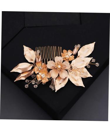 Angoily Golden Flower Hair Comb Bridal Headpiece Crystal Bridal Hair Clips Hair Accessory for Women Combs for Women Crystal Bridal Hair Barrette Tiara Veil Bride European and American - Buy Online on GoSupps.com