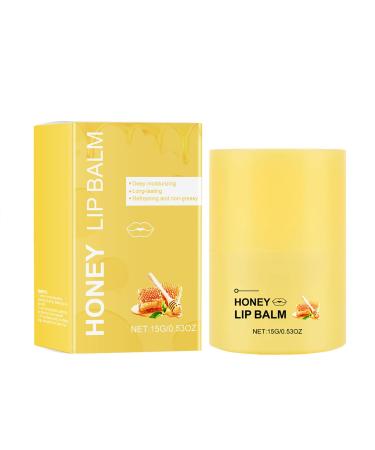 Honey Lip Butter Beeswax Lip Balm Natural Lasting Gentle Lip Moisturizer Lip Exfoliating Lip Mask for Dry Cracked Lips (Yellow_1PC)