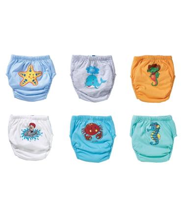 Ozyol Trainer trousers for droplet training 6 Pack - reusable learning diapers baby underwear for cleaning toilet training 100 aquatic animals