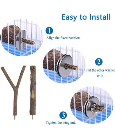 4 Piece Natural Wood Bird Toys Set - Perches Pencil Rods & Accessories for Parrots & Birds - 2 Specs 8 Washers & 4 Wing Nuts - Buy Online on GoSupps.com