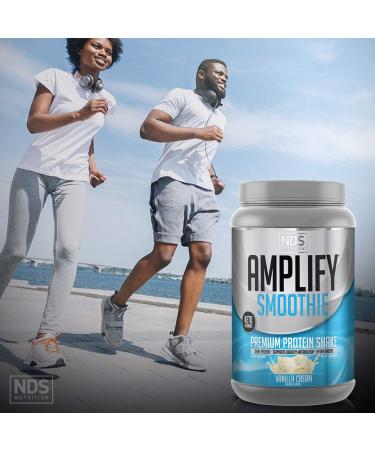 NDS Nutrition Amplify Smoothie Premium Whey Protein Powder Shake - Vanilla (30 Servings) - Build Lean Muscle, Gain Strength, Lasting Energy, Lose Fat - Buy Online on GoSupps.com