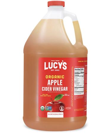 Lucy's Family Owned - USDA Organic NonGMO Raw Apple Cider Vinegar, Unfiltered, Unpasteurized, With the Mother, (Gallon) 128 Fl Oz (Pack of 1)