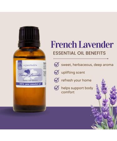 French Lavender 2 fl oz (59 ml) Glass Bottle w/Glass Dropper 100% Pure Essential Oil GreenHealth - Buy Online on GoSupps.com