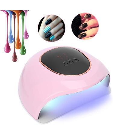 72W UV LED Nail Dryer Lamp for Gel Polish with Timer Settings & LCD Display - Pink - Buy Online on GoSupps.com
