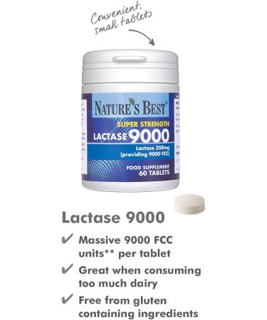 Super Strength Lactase Tablets 9000 FCC Enzyme Units | 60 Tablets | Supports Lactose Intolerance | UK Made - Buy Online on GoSupps.com