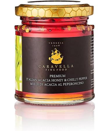 Caravella Fine Food - Tasting/Gift Box - Acacia Honey with Chilli Pepper 250 gr Acacia Honey with Licorice 250 gr - 100% Italian Honey Raw and Pure - Perfect with Cheese - Buy Online on GoSupps.com