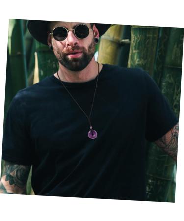 Beaupretty 5-Stone Obsidian Necklace with Safety Buckle | Unique Chinese Medallion & Cotton Thread Chain for Men & Women - Violet Crystal Adornment - Buy Online on GoSupps.com