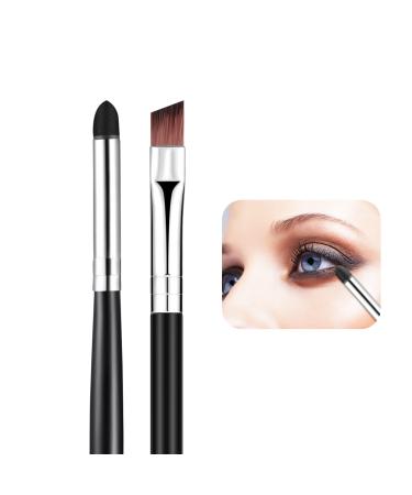Eyeliner Brush and Smudge Brush Set Fine Angled Brush Thin Slanted Eyebrow Brush Sponge Eyeshadow Brush Pencil Eye Makeup Brushes Soft Makeup Tools for Blending Eye Shadow Liner Foundation Powder