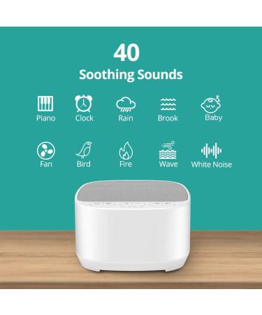 Magicteam Sleep Sound White Noise Machine - 40 Natural Soothing Sounds, Memory Function, 32 Levels Volume, AC/USB Powered, Sleep Timer - for Baby, Kids, Adults (White) - Buy Online on GoSupps.com