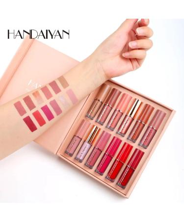 12Pcs Matte Liquid Lipstick Set - Long Lasting Waterproof Lip Gloss for Girls & Women | Perfect Gift Kits in Nude & Dark Red - Buy Online on GoSupps.com