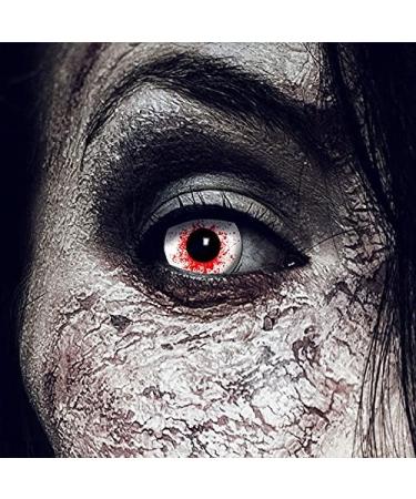 Buy Colored White Zombie Contact Lenses with Red Blood Splashes | Halloween Bloodshot Lenses for Dracula Look - Buy Online on GoSupps.com