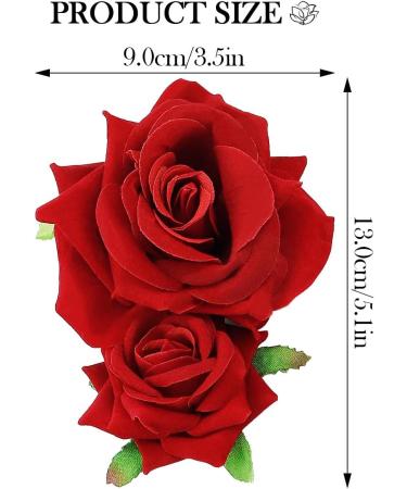 ZJIVQO Rose Hair Clip Flower Hairpin Brooch Velvet Ornament Rose Flower Hair Accessories for Woman Girl Ladies Wedding Hair Clip Flamenco Dancer Valentines Day Decoration Red - Buy Online on GoSupps.com