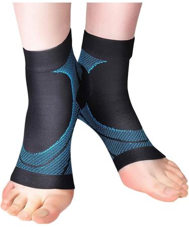 3 Pairs Level 2 Compression Ankle Braces - Open Toe Sport Sleeve Socks for Arch Support & Achilles Pain Relief - Large Blue - Buy Online on GoSupps.com