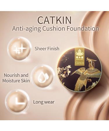 CATKIN X SUMMER PALACE Refillable Cushion Foundation 13g*2 (C02 Ivory) - Full Coverage Lightweight Formula for Mature Skin - Pack of 1 - Buy Online on GoSupps.com