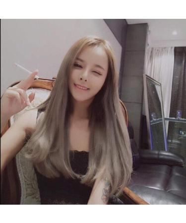 Shop European & American Long Straight Wigs | Natural Black & Ash Colors with Liu Hai Pear Flower Buckle - Buy Online on GoSupps.com