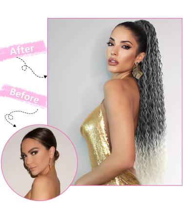 30 Long Curly Drawstring Ponytail Extension - Synthetic Hairpiece in MTgrey# - Women's Hair Extension - Buy Online on GoSupps.com