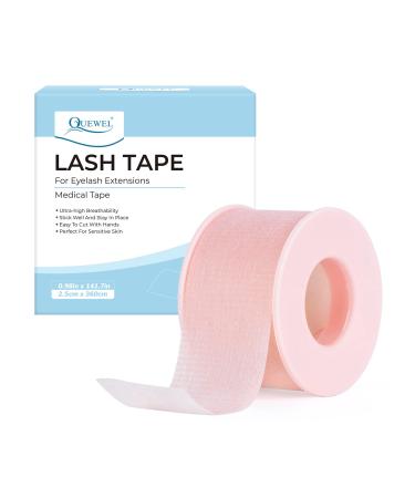 QUEWEL Lash Tape For Eyelash Extensions Pink Eyelash Tape Microfoam Tape Eye Lint Free Tape Eyelash Breathable Tape Sensitive Skin Stick Well Eyelash Tape For Extensions For Salon Use (Pink) 1 Roll Pink
