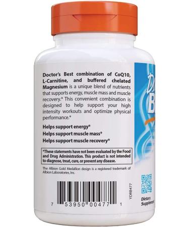 Doctor's Best CoQ10 L-Carnitine Magnesium - 90 Veggie Caps for Heart Health & Energy Support - Buy Online on GoSupps.com