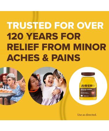 Bayer Aspirin 325mg Coated Tablets 200 Count - Pain Reliever and Fever Reducer - Buy Online on GoSupps.com