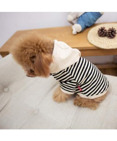 Rayminsino Striped Dog Hooded Sweaters - Cotton Sweatshirt Coats for Medium Dogs & Cats | Stylish Black and White Design - Buy Online on GoSupps.com