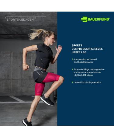 Bauerfeind Compression Skylight Sports Sleeves - Unisex Upper Leg Support for Thighs Extra Long XL Ideal for Ball & Endurance Sports Marine Blue - Buy Online on GoSupps.com