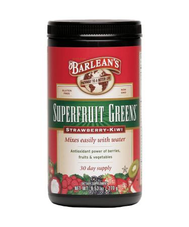 Barlean's Superfruit Greens Powder with Antioxidant Power of Berries, Fruits and Vegetables  Strawberry Kiwi Flavor - Vegan, Non-GMO, Gluten-Free - 9.52 oz