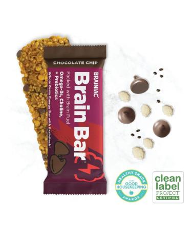 Brainiac Omega-3 Chocolate Chip Whole Grain Bars - 30 Count 1.16oz | Healthy Snack Bar with Real Ingredients for Kids & Adults - Buy Online on GoSupps.com