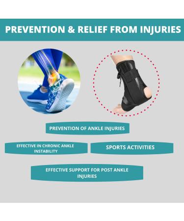 MEDIZED Ankle Brace Stabilizer Lace Up Adjustable Support Stirrup Compression for Running Basketball Volleyball Injury Recovery Sprain Ankle Wrap for Men Women and Children (Medium) M (Pack of 1) - Buy Online on GoSupps.com