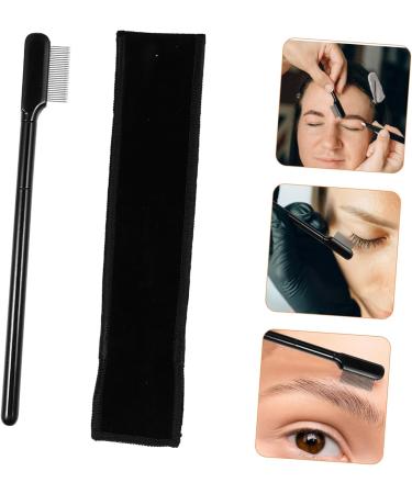 FOMIYES 1 Set Eyelash Comb Metal Brow Lash Makeup Brush Brow Makeup Brush Brow Brush with Bag Brow Spoolie Brush Eyebrow Comb Brush The Lash Tool Steel Needle Girl Wooden Handle Metal Comb 15x1.8cm Black - Buy Online on GoSupps.com