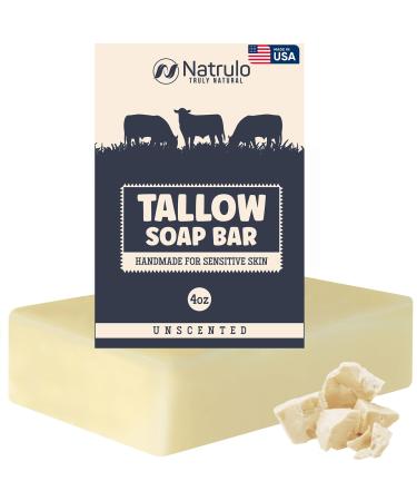 Beef Tallow Soap Bar All Natural Grass Fed Tallow Soap Unscented Moisturizing Face & Body Wash Great for Eczema Dry Itchy Sensitive Skin Handcrafted Bath Soap for Adults Kids Made in USA