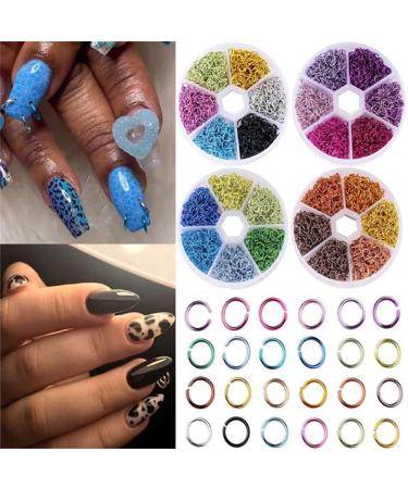 Nail Piercing Dangle Rings Mix Color Open Loops Jewelry DIY Nail Art Charms Glitter 3D Rhinestones Acrylic Decoration - Box of Metal Alloy Designs - Buy Online on GoSupps.com