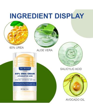 ACWOO Urea Foot Cream 60 Percent Plus 2 Salicylic Acid 2 pieces Urea Cream for Feet Nourishing Foot Cream for Cracked Heels and Dry Skin Deeply Moisturizing Repairing Cream for Cracked Heels - Buy Online on GoSupps.com