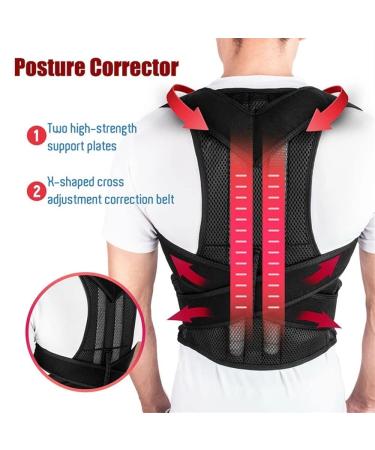 Shop S-5XL Plus Size Posture Corrector Back Brace for Men Women & Teens - Black Full Back Support Belt - Ideal for Scoliosis & Hunchback Correction - Buy Online on GoSupps.com
