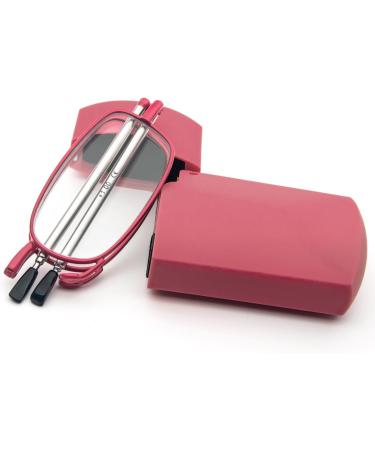 Kokobin Foldable Reading Glasses +2.5 | Stainless Steel Anti-Blue Light Reading Aid for Men & Women | Hard Shell Case Included | Pink - Buy Online on GoSupps.com