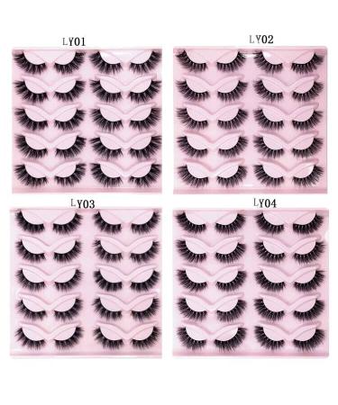 AMSDCN 10 Pairs 3D Faux Mink Wispy Fluffy Curly Fake Eyelashes - Natural Look (LY04) - Buy Online on GoSupps.com