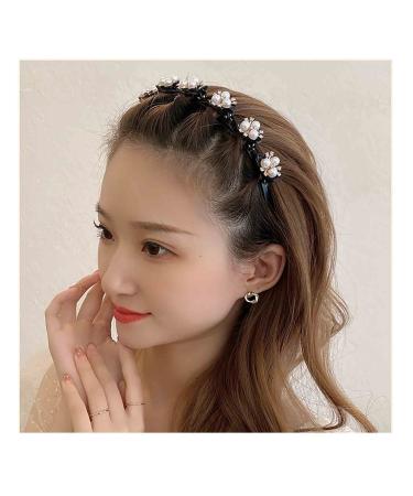 Yheakne Vintage Pearl Headband Hairbands Rhinestone Pearl Bridal Hair Hoop White Faux Pearl Hair Bands Hairpiece Crystal Pearl Wedding Hair Accessories for Women and Girls