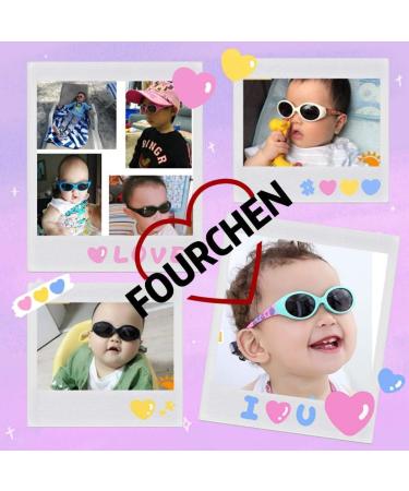FOURCHEN Polarized Toddler Sunglasses with Strap | 100% UV Proof, Flexible & Stylish | Pink-Green Kids Sunglasses - Buy Online on GoSupps.com